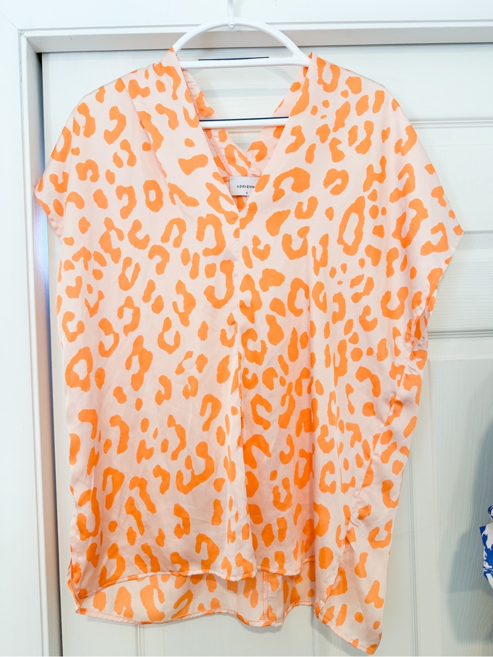 Adrienne Cream and Orange Leopard Print V-Neck Tunic